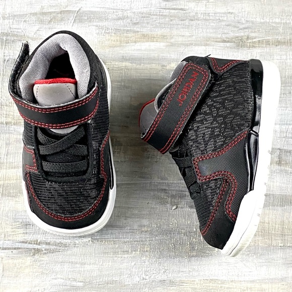 Air Jordan Baby Sneakers High Top Black Red Baby Jordan Basketball Shoe 3c - Picture 8 of 16